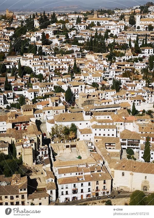 The view of the old town of Granada in Spain Old town Alhambra Architecture Tourism Andalucia Town Exterior shot Europe Historic City trip Vacation & Travel