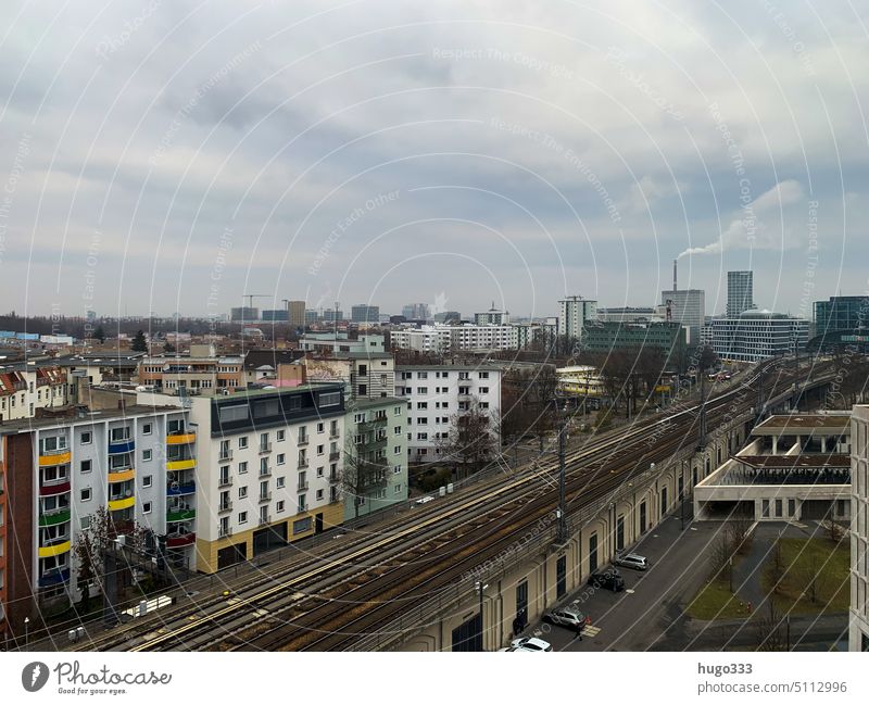 View over center panorama Downtown Berlin Middle East Berlin Central station urban houses charity Town Germany Chimney Winter Energy Heat City cars Sky