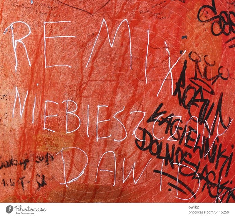 Mixed vacation greetings Lighthouse Wall (building) Scribbles Red bright red Bright Colours Detail Colour photo Handwritten Trashy Typography Daub cursive