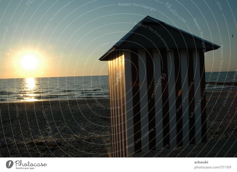 Let's take a bath Beach Beach hut Vacation & Travel Sunset red white Denmark Water