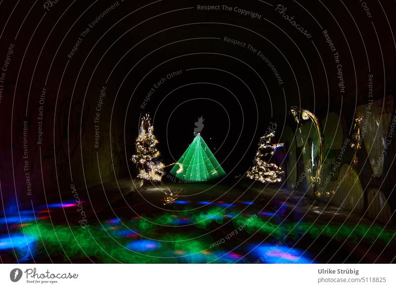 Christmas light painting Light Christmas tree Christmas & Advent Winter brightly coloured Colour colourfulness Visual spectacle Flare Fantasy be creative