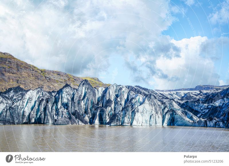 Icelandic glacier with a small lake south volcano landmark europe stone melting tourist sightseeing wilderness icelandic hiker climate change katla iceberg