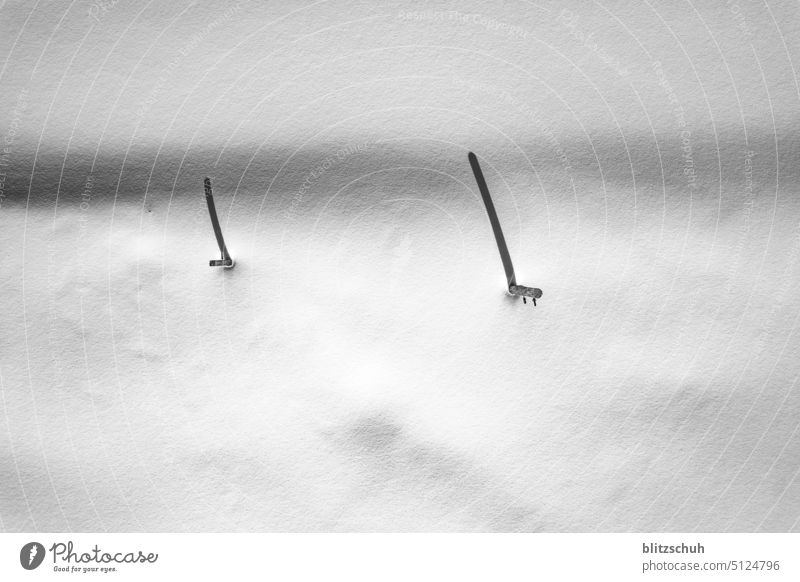 Fence posts in snow with shadow, aerial view Aerial photograph drone Snow Winter droning Landscape drone photo Nature Light UAV view Shadow Switzerland Suisse