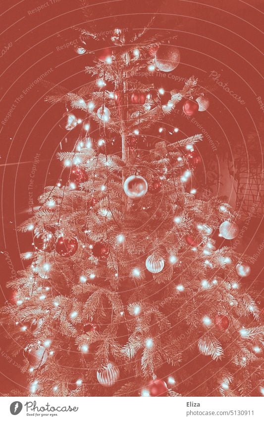 Christmas tree Christmas & Advent Christmas decoration fir tree Fir tree Christmas mood Christmassy Red Dull Analog experimental Artistic Exceptional creatively