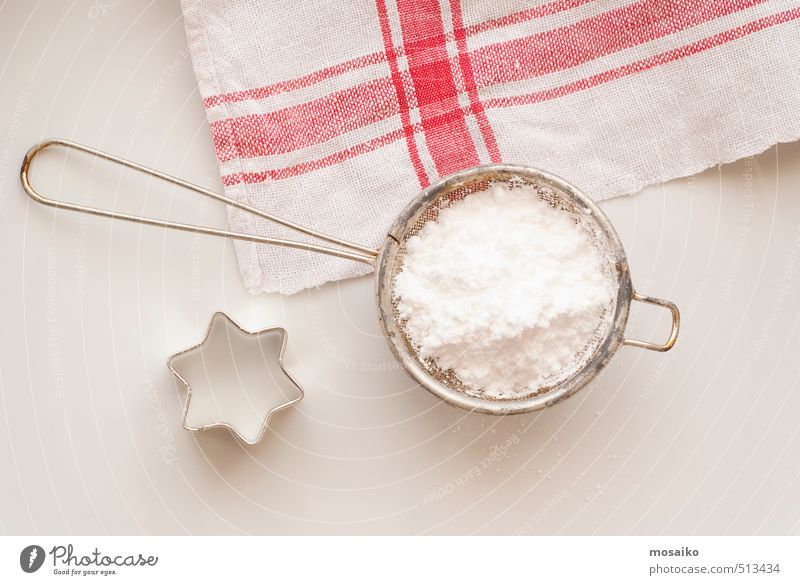 powdered sugar and star - baking preparation Cake Candy Kitchen Sieve Metal Delicious Red White Appetite Christmas & Advent Christmas star Christmas biscuit
