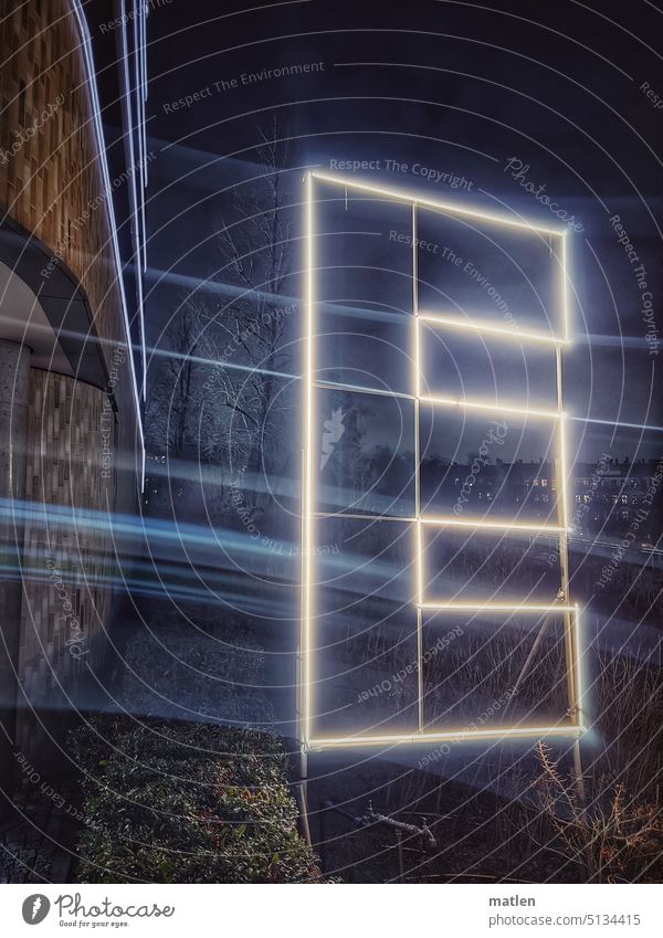 e E Illuminated letter Advertising Night Lighting effect Wall (barrier) Housefront