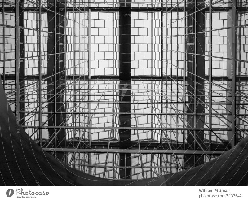 Glass Windows windows Black & white photo Ceiling glass ceiling Architecture Deserted Interior shot Artificial light Structures and shapes Building Places Moody