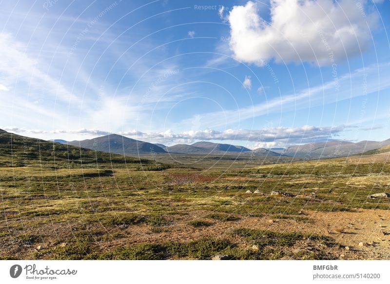 View from the viewpoint Snøhetta Scandinavia Landscape scenic Sky spiritually Tourism touristic voyage vacation Vantage point Clouds Grass naturally Nature