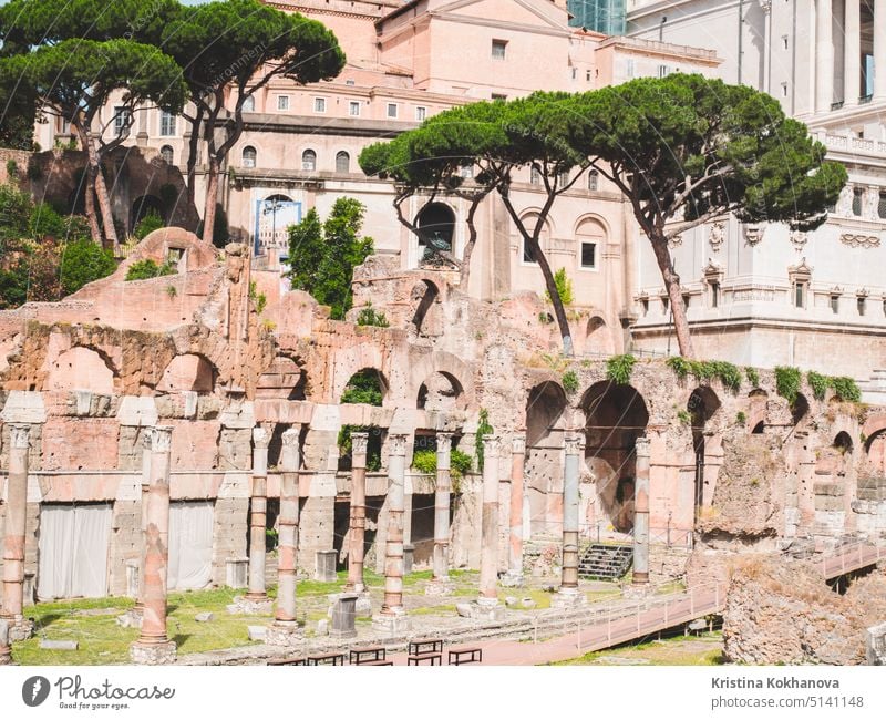 2 July 2018, Rome, Italy. Image of Roman Forum. Ruins from ancient empire buildings. rome roman forum travel italy architecture europe european history old