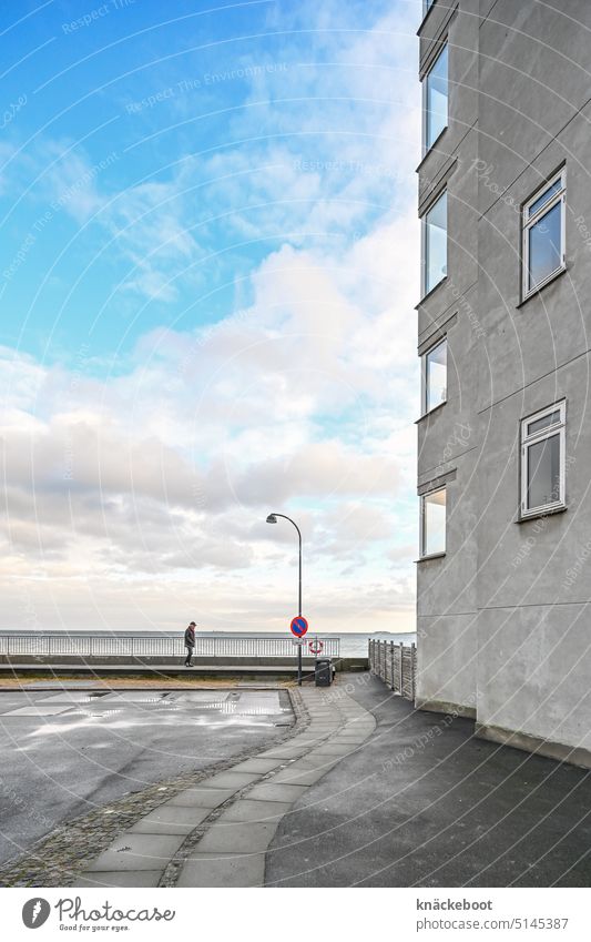 House by the sea Baltic Sea Copenhagen Water Town Clouds House (Residential Structure) Ocean coast Denmark Building High-rise No through road Exterior shot