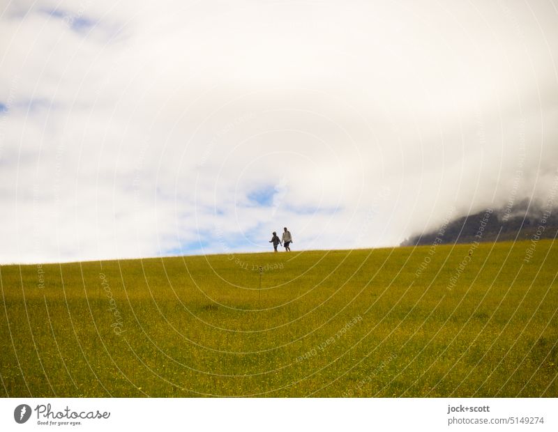 together between heaven and earth Couple Sky Nature Landscape Clouds Vacation & Travel Relaxation vacation Tasmania Australia Meadow Maria Iceland Freedom