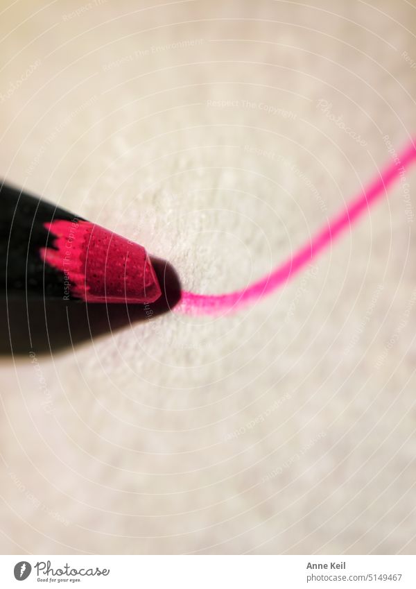 Pink crayon tip with pink line and light and shadow. variegated Painting (action, artwork) Draw Creativity Crayon Leisure and hobbies Light Shadow Art