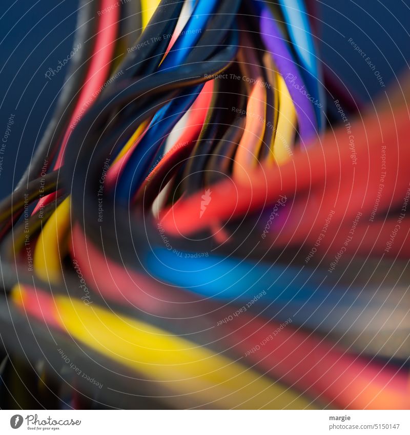 Colorful cables, wires Cable Transmission lines Electrical equipment Wire Information Technology Connection Data Server Digital Internet Computer Hardware