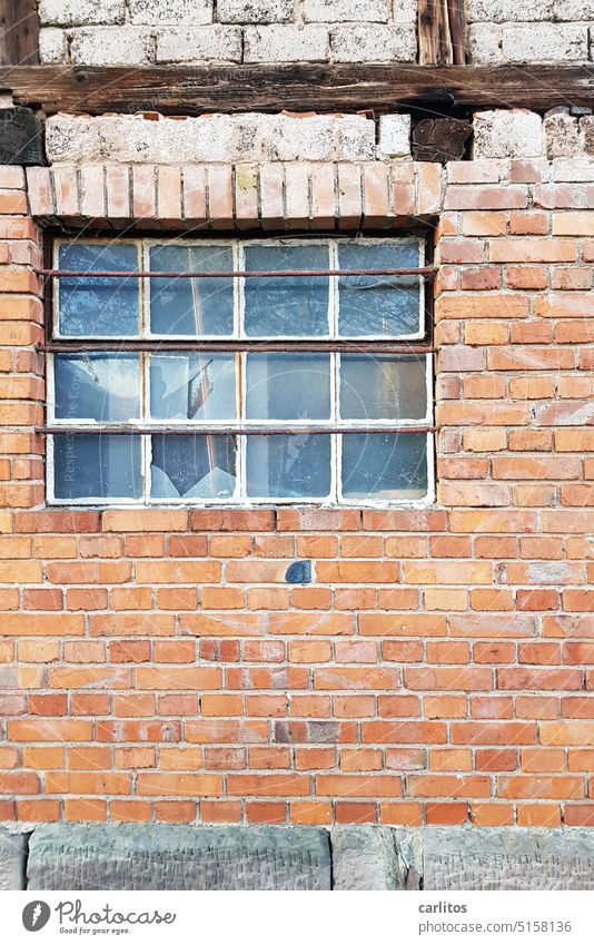 Window picture | With the head through the wall ? Who would like to try ? Wall (building) clinker Brick brick half-timbered Joist boulder Sudden fall