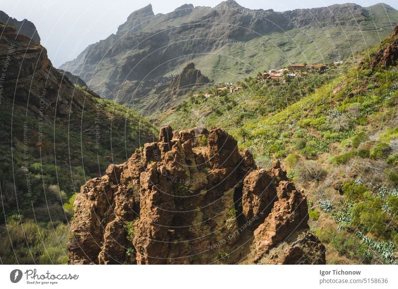 Masca valley, the most visited tourist attraction of Tenerife, Spain mountain tenerife rock landscape travel architecture peak island palm scenery scenic canary