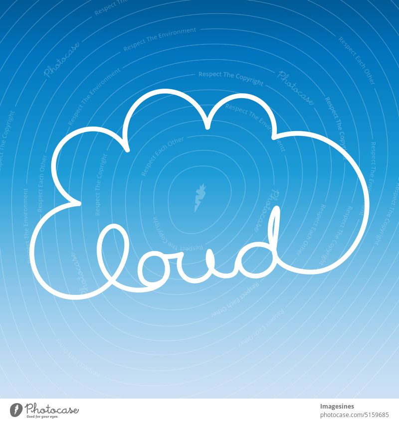 Cloud Computing Symbol. Illustration einer Wolke auf blauem Hintergrund. Geschäfts- und Technologiekonzept abstrakt kunst große daten geschäft wolke - himmel
