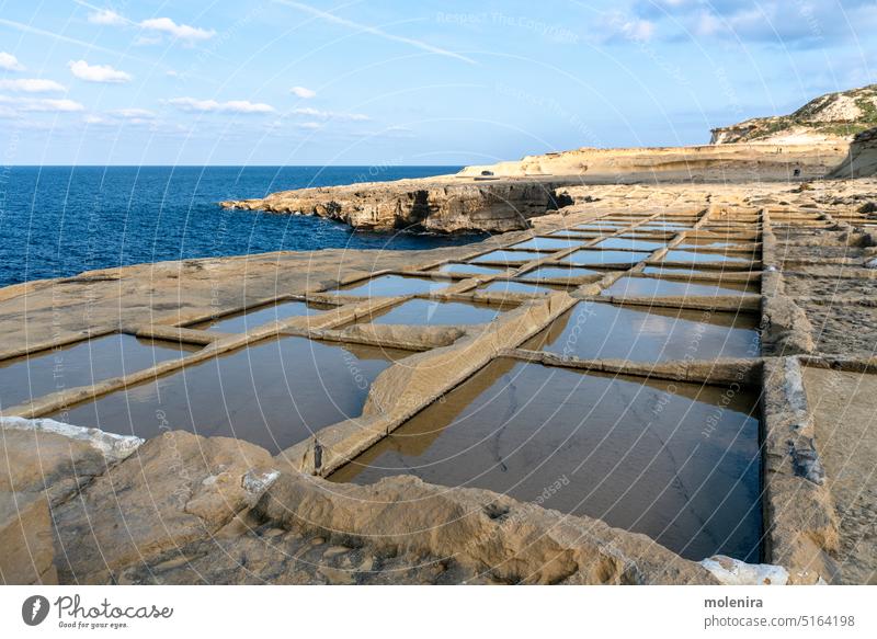 Salt evaporation pans on Gozo, Malta malta island mediterranean salt water gozo europe sea landscape coast nature maltese rock stone coastline nobody salt pans