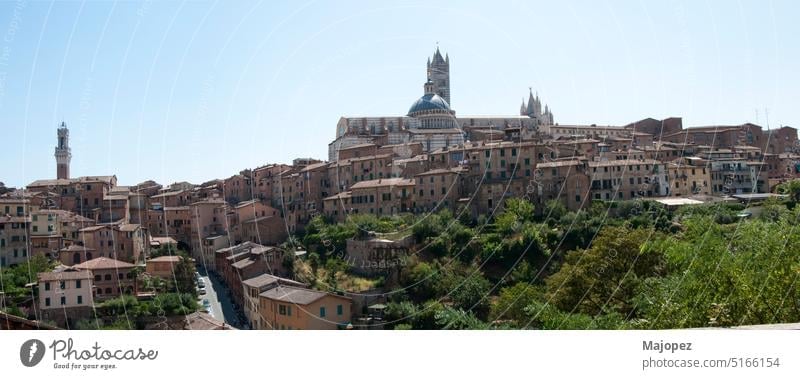 View of Siena with a beautiful light panorama famous urban medieval historic ancient cathedral old landscape view tourism landmark architecture travel hill