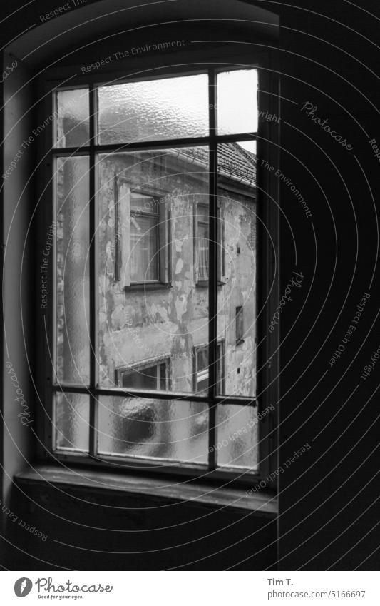 Window to the courtyard Staircase (Hallway) Courtyard b/w unrefurbished Prenzlauer Berg Berlin Town Downtown Day Capital city Black & white photo Old town