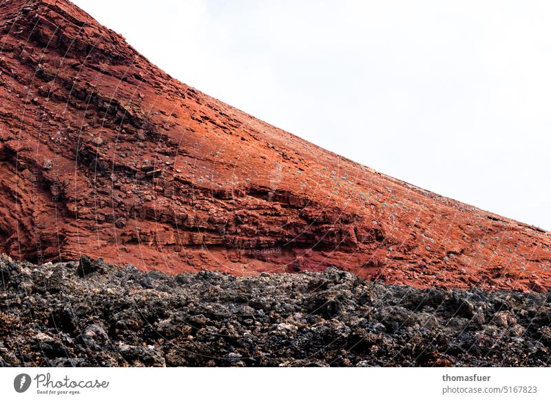Volcano with slope Lava Perspective Island Environment Exotic Beginning Colour Canaries Exterior shot Nature Landscape Lanzarote Volcanic Volcanic island