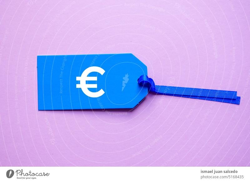 Euro symbol on the blue price tag mockup object market buy icon label business shopping black friday sale sales discount marketing design concept background