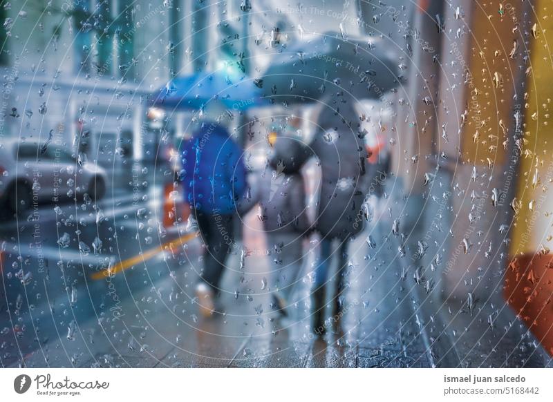 people with an umbrella in rainy days in Bilbao city, Spain person pedestrian raining rainy season water drops street urban bilbao basque country spain walking
