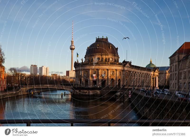 Berlin, Museum Island with TV Tower Architecture soil museum Office city Germany Twilight Facade Window Television tower Worm's-eye view Building Capital city