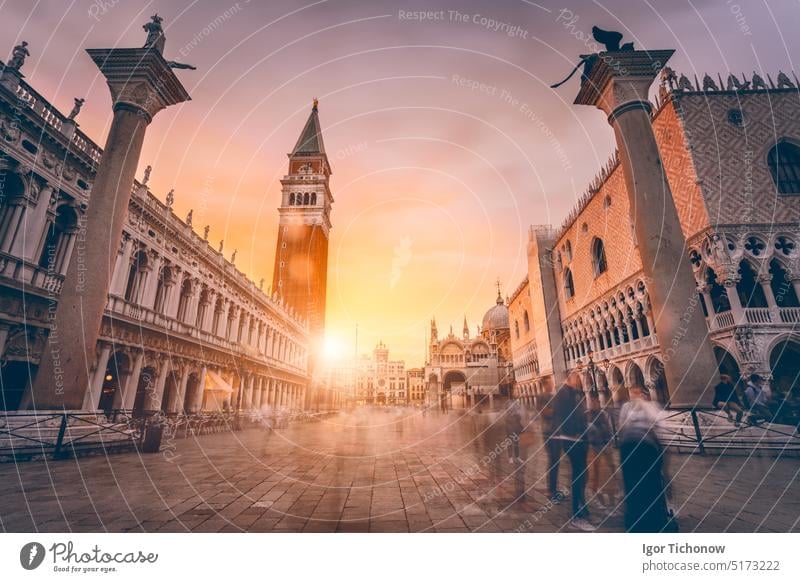 San Marco square in sunset light. Venice, Italy italy tower venezia cathedral bell heritage venice italy close-up architecture campanile basilica building