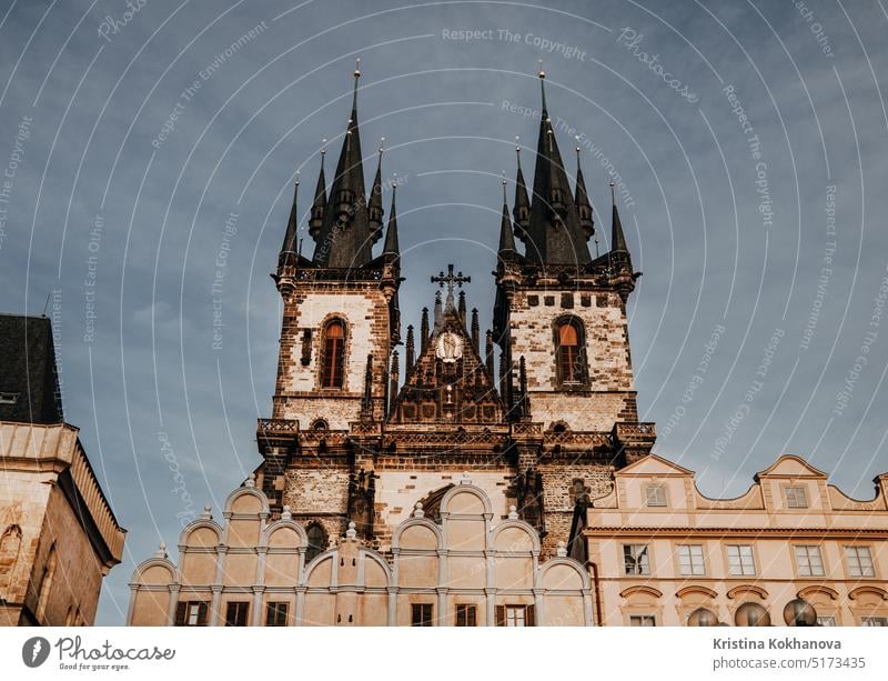 Church of our Lady before Tyn. Famous historical, gothic style building. Prague. architecture architecture and buildings bohemia capital cathedral center church