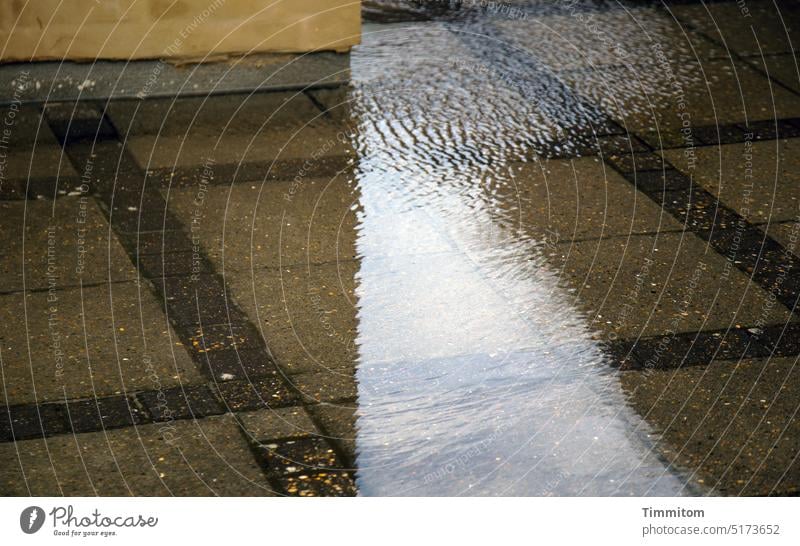 Rain is followed by sunshine Water Rainwater Surface of water ruffle reflection Building house wall Light Shadow forecourt Floor covering Stone slab