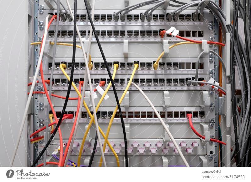 Network technology - multiple colorful cables in an IT and server room cloud computing cloud technology communication computer equipment internet