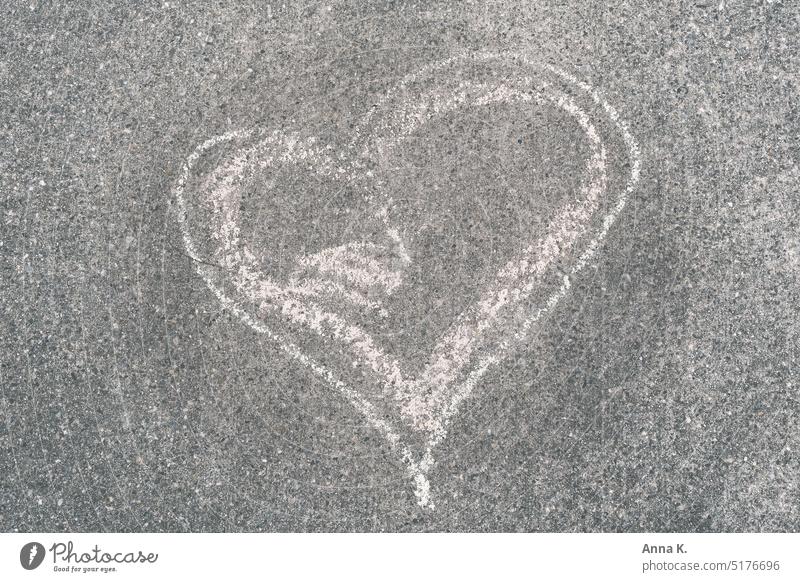 Pink heart (-beat ) on asphalt Heart Gray asphalt grey background Heart-shaped Declaration of love With love Romance Graffiti Street art Display of affection