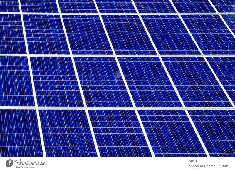 Blue solar cell on a house roof. Sustainable energy saving with solar energy, solar system, solar cells. Close up solar panel, photovoltaic system, solar power system. Energy transition & use of sunlight to generate electricity, energy, heat, green electricity.
