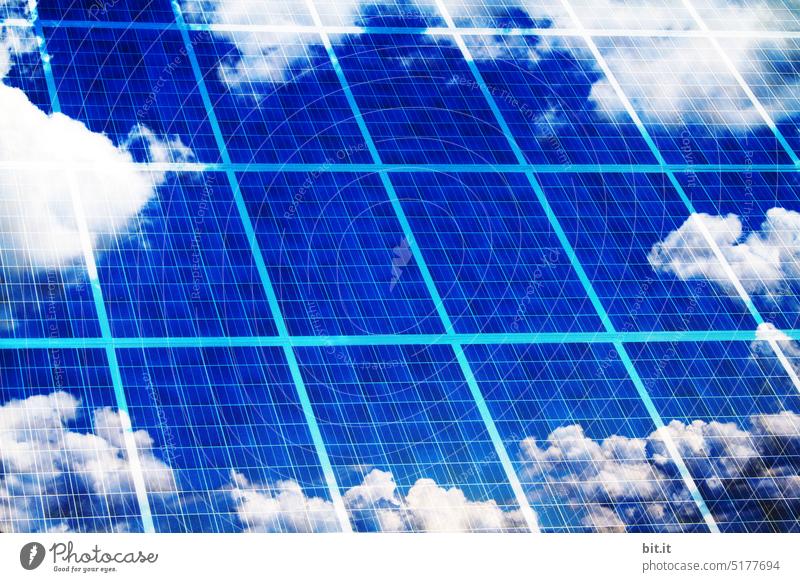 Image Disturbance l Solar Cells with Cloud Reflection. solar Solar cell Summer Sunlight Solar Energy Solar cells Solar Power photovoltaics Renewable energy