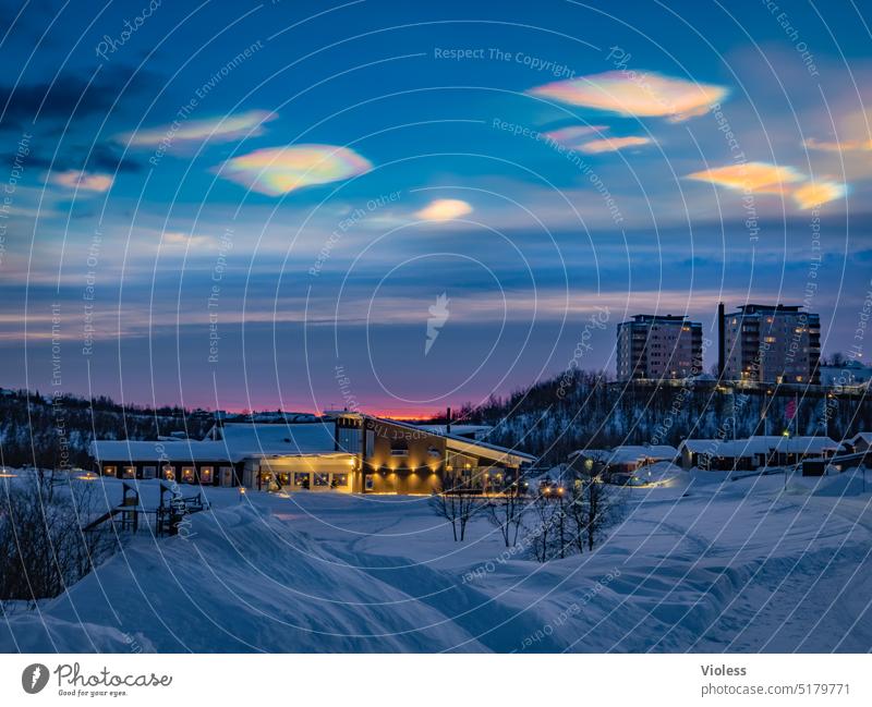 Kiruna iridescent clouds Swede Morning dawn Snow chill Winter pearl Clouds