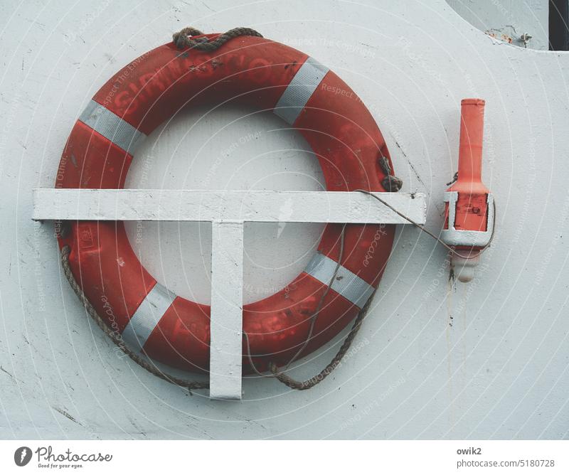 Emergency kit Life belt Safety Rescue equipment Survive Exterior shot Deserted Colour photo Help Responsibility Round Maritime Long shot Copy Space right