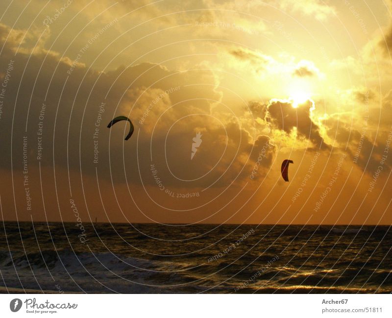 Kitesurfers off Sylt Kiting Beach Sunset