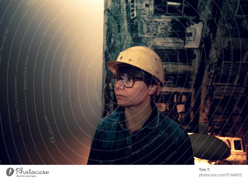 Young worker labourer Woman Helmet Colour photo Human being Young woman Adults