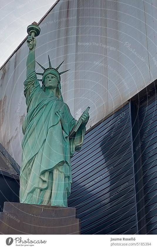 replica of the statue of liberty america independence international ladies nyc fingers eiffel crown close up american iconic york history torch clouds copper