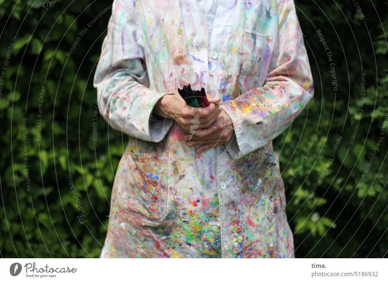 motley | artist with tool Painter Smock Painter coat Paintbrush variegated Profession Passion Forest Artist colors Workwear Creativity Multicoloured