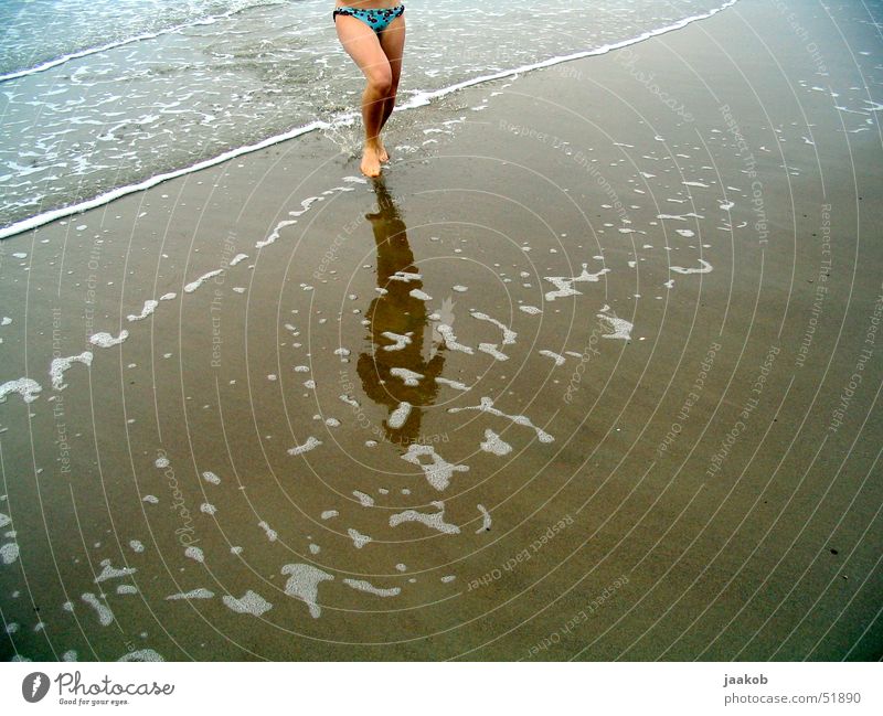 beach Beach Girl Woman Waves Running Water