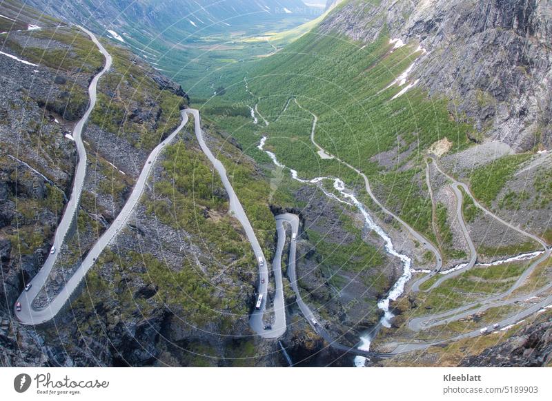 Trollstigen in Norway - Spectacular serpentine road - swinging curves known Motorcycling Curve Swinging viewing platform Tourism Mountain Exterior shot