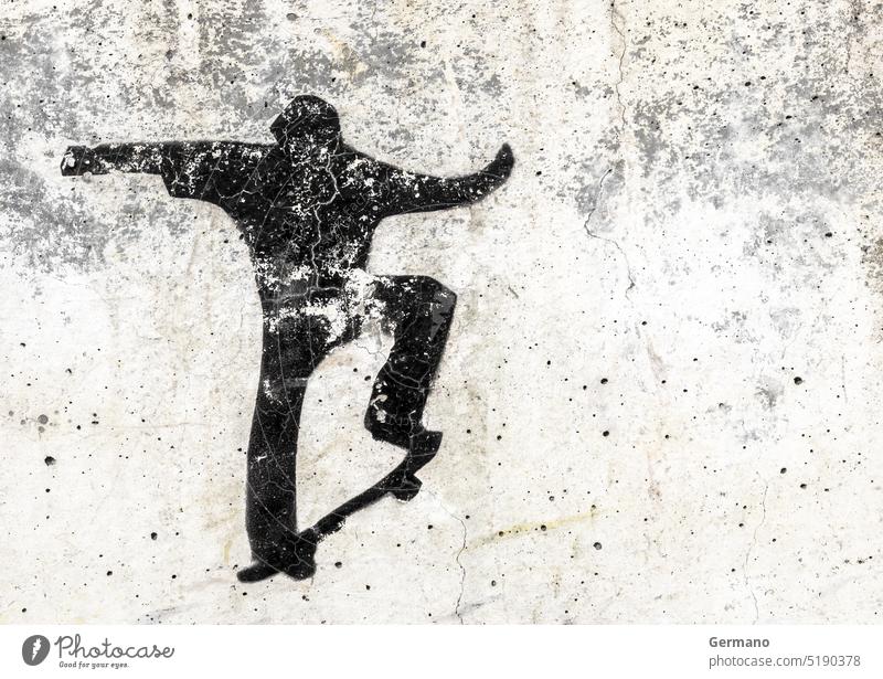 Skateboarding themed stencil graffiti art background boy city culture design extreme graphic gray grunge hand illustration lifestyle modern paint painted skate