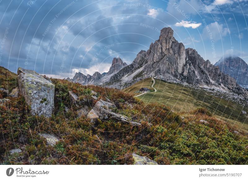 Giau Pass high alpine pass, popular travel destination in Dolomites, Italy dolomites stone giau italy passo rock peak italian tourism nature mountain landscape