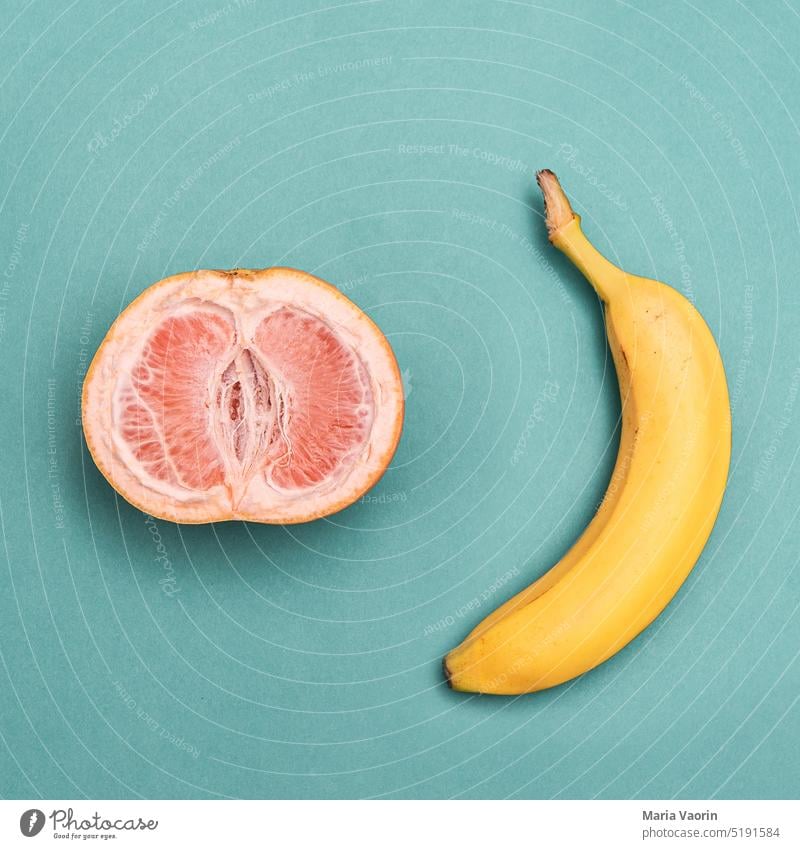 Fruit symbolizes gender fruit Banana Genitals feminine masculine Penis vulva Sex Sexuality Neutral Background Gender Symbols and metaphors Propagation