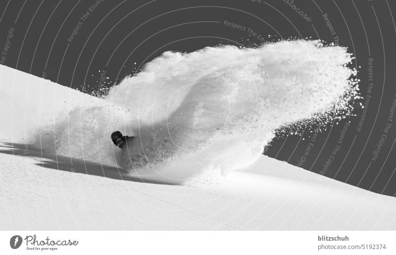 "The Swan" snowboarder in deep snow Beautiful weather Snowscape Freedom Svizzera Swissalps mountains Leisure and hobbies Switzerland Far-off places Ski resort