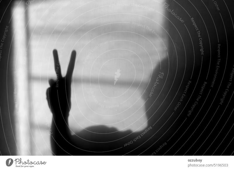 Shadow of hand showing peace sign on wall gesture shadow communicate confident contact emotion expression finger greeting message number problem signal two
