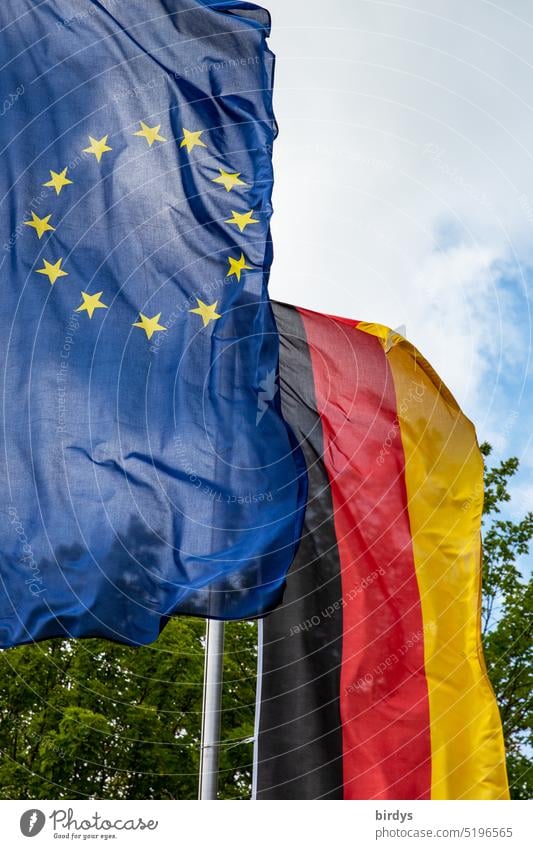 European flag and Germany flag German flag Politics and state EU European Union brd EU member Flag Wind Ensign