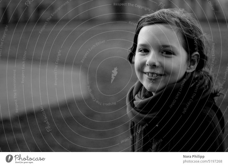 Portrait of a girl portrait Girl Laughter Black & white photo Happy Joy Child Happiness Smiling Infancy Exterior shot Face Cute Human being Lifestyle pretty