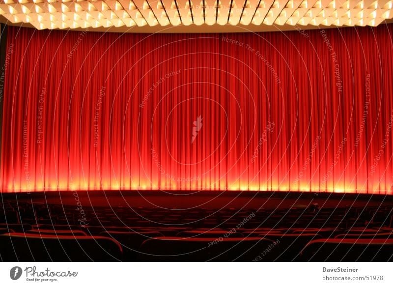 auditorium Cinema Hall Dresden Red Light Stage Closed Palace Drape Shows Theatre